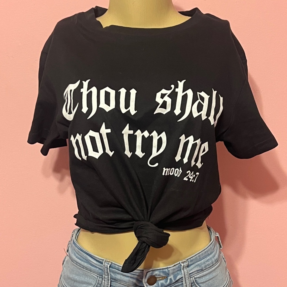 On Fire Black Graphic Tee with Bold White Text